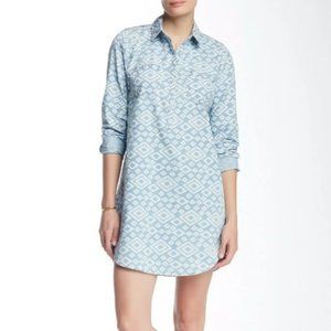 Lucky Brand Shirt Dress Aztec Chambray Size Medium